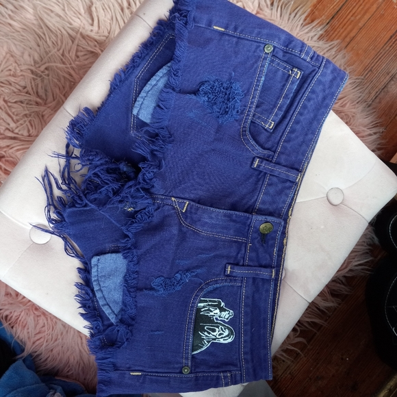 Custom RAGE Scream Ghostface wildfox super dope purple daisy Duke cutoffs! - Picture 2 of 14